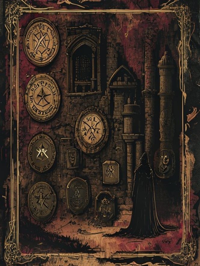 The Seventh Rune — a ruined keep on a moor at dusk, a single carved ward-stone splitting with pale light.