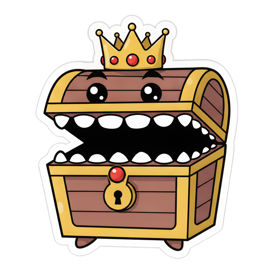 King Gnashier, the crowned mimic mascot of the Long Island Dungeon Master